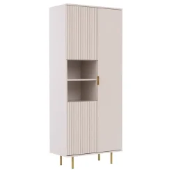 Credenza alta 80x190h cm 3 ante cannettato moderna beige Vanessa