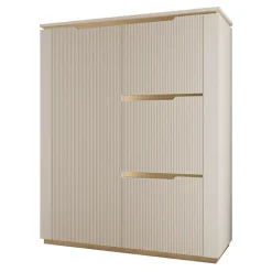 Credenza alta 106x131h cm 4 ante cannettato beige cashmere oro Gatsby