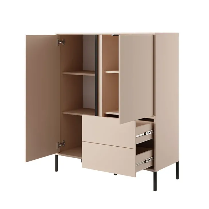 Credenza alta 103x123h cm 2 ante 2 cassetti beige Melly