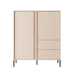 Credenza alta 103x123h cm 2 ante 2 cassetti beige Melly