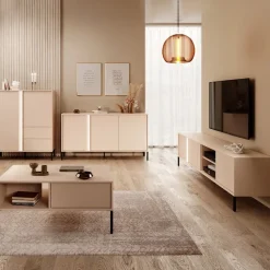 Credenza alta 103x123h cm 2 ante 2 cassetti beige Melly