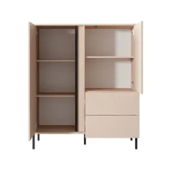 Credenza alta 103x123h cm 2 ante 2 cassetti beige Melly