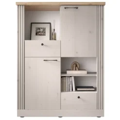 Credenza alta 118x160h cm 2 ante 2 cassetti 3 vani rovere bianco frassinato Armonia