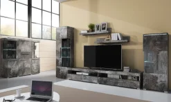 Credenza alta 130x128h cm 4 ante 1 cassetto ossido Frisk