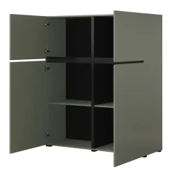 Credenza alta 120x139h cm 4 ante moderna verde nero Lolla