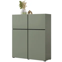 Credenza alta 120x139h cm 4 ante moderna verde nero Lolla