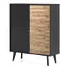 Credenza alta 104x125h cm 2 ante moderna rovere cannettato nero Tonk