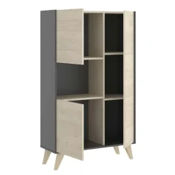Credenza alta 81x135h cm 3 ante moderna rovere grafite Elmer
