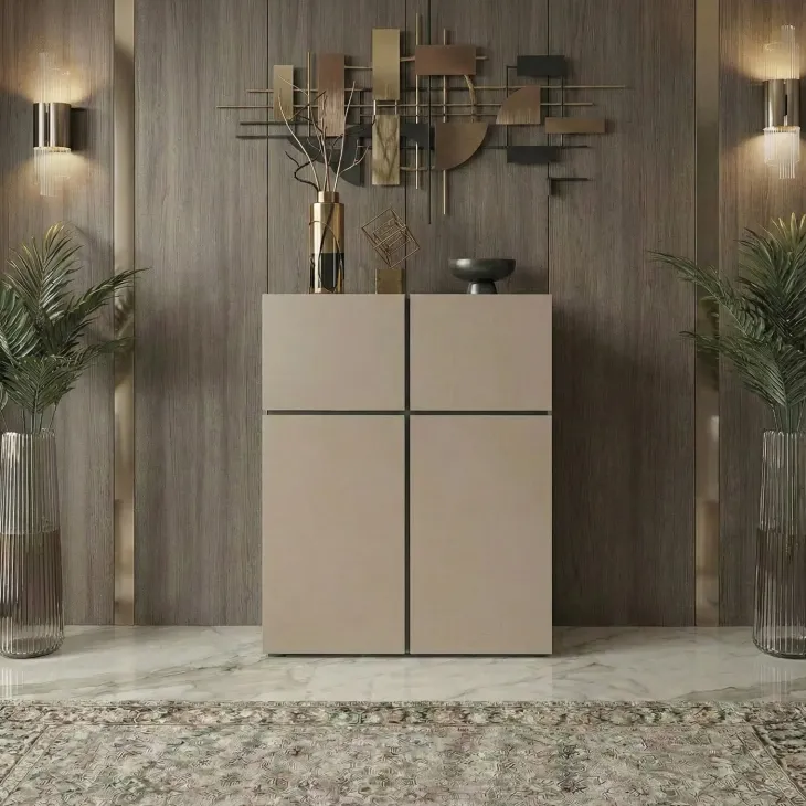 Credenza alta 120x139h cm 4 ante moderna tortora nero Lolla