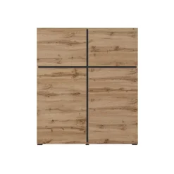 Credenza alta 120x139h cm 4 ante moderna rovere nero Lolla