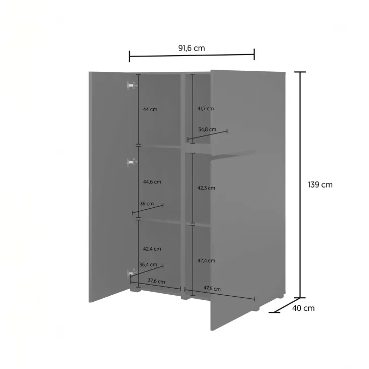 Credenza alta 92x139h cm 3 ante nero Edge