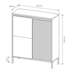 Credenza alta 104x124h cm 3 ante nero opaco cannettato Ciar