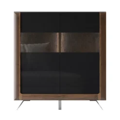 Credenza alta 129x137h cm 2 ante noce nero lucido Jumbo