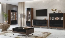Credenza alta 129x137h cm 2 ante noce nero lucido Jumbo