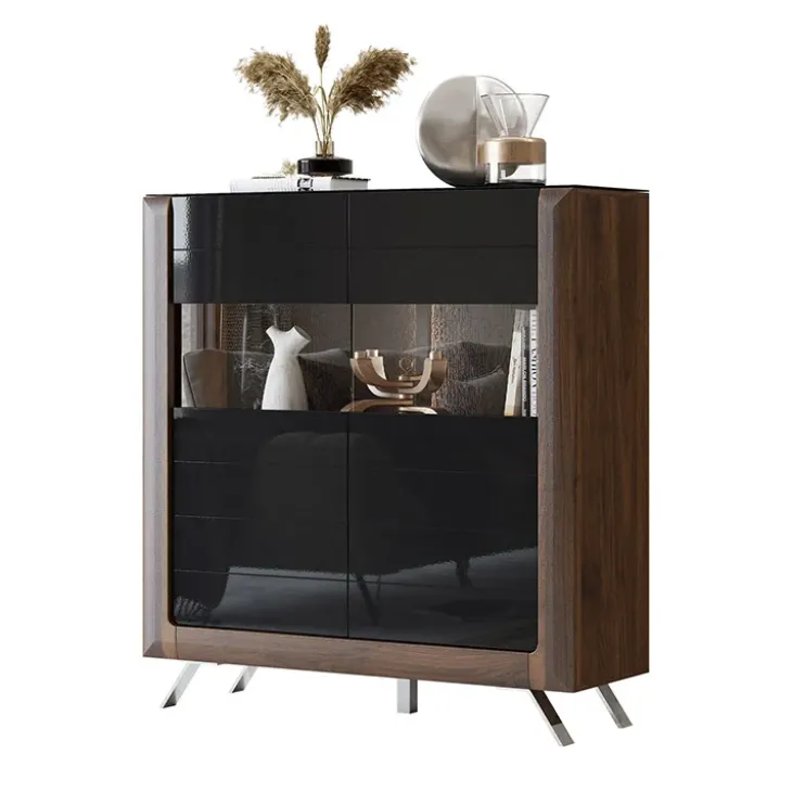 Credenza alta 129x137h cm 2 ante noce nero lucido Jumbo