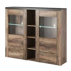 Credenza alta 155x130h cm 2 ante noce rovere grigio Paloma 2
