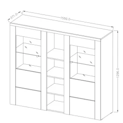Credenza alta 155x130h cm 2 ante noce rovere grigio Paloma 2