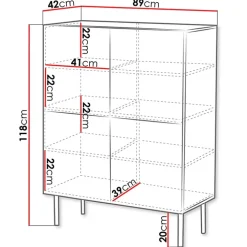 Credenza alta 89x118h cm 4 ante noce scuro con frontali serigrafati Savanna