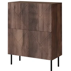 Credenza alta 89x118h cm 4 ante noce scuro con frontali serigrafati Savanna