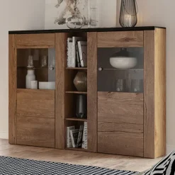 Credenza alta 155x130h cm 2 ante quercia rovere grigio Paloma 2
