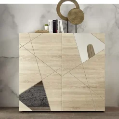 Credenza alta 121x111h cm 2 ante samoa specchio con serigrafia Olimpo