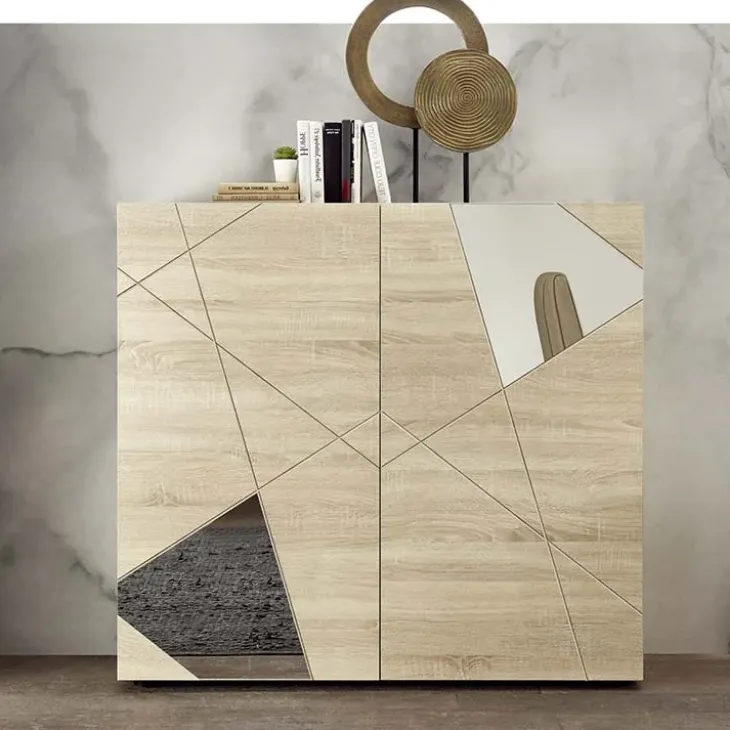 Credenza alta 121x111h cm 2 ante samoa specchio con serigrafia Olimpo