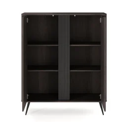 Credenza alta 113x134h cm 2 ante soggiorno wengè nero Vesper