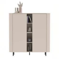 Credenza alta 150x154h cm 2 ante 4 vani a giorno beige cashmere Lucrezia