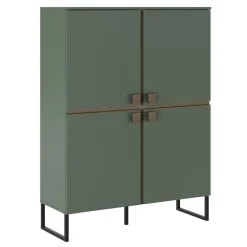 Credenza alta 108x144h cm 4 ante verde salvia scuro rovere Selvia