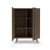 Credenza alta 94x126h cm con led 2 ante soggiorno noce Bois