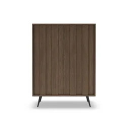 Credenza alta 94x126h cm con led 2 ante soggiorno noce Bois