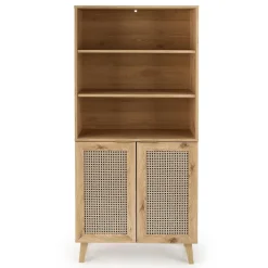 Credenza alta 80x173h cm con libreria 2 ante 3 vani moderna rovere Sombra