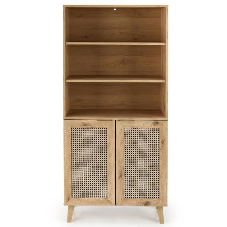 Credenza alta 80x173h cm con libreria 2 ante 3 vani moderna rovere Sombra