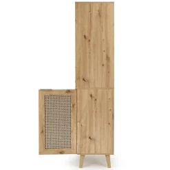 Credenza alta 80x173h cm con libreria 2 ante 3 vani moderna rovere Sombra