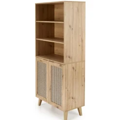 Credenza alta 80x173h cm con libreria 2 ante 3 vani moderna rovere Sombra