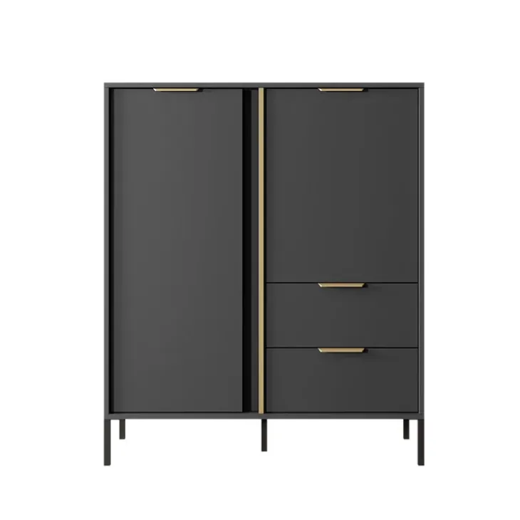 Credenza alta 103x123h cm moderna 2 ante 2 cassetti antracite Nebula