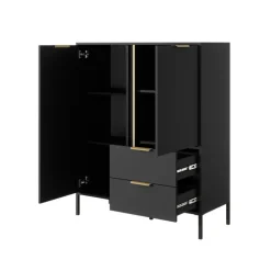 Credenza alta 103x123h cm moderna 2 ante 2 cassetti antracite Nebula