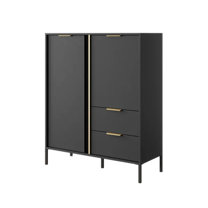 Credenza alta 103x123h cm moderna 2 ante 2 cassetti antracite Nebula