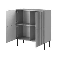 Credenza alta 100x110h cm moderna soggiorno grigio chiaro nero Cadice