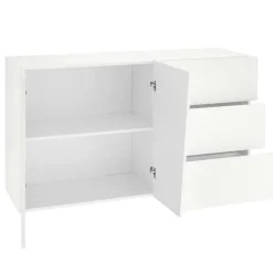 Credenza moderna 140x86h cm 2 ante 3 cassetti bianco lucido Candia Gihome®