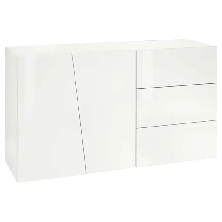 Credenza moderna 140x86h cm 2 ante 3 cassetti bianco lucido Candia Gihome®