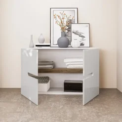 Credenza multiuso 120x78cm 2 ante moderna bianco lucido Biancastagno