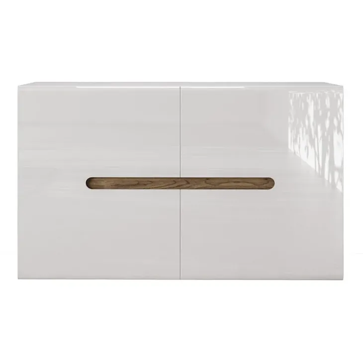 Credenza multiuso 120x78cm 2 ante moderna bianco lucido Biancastagno