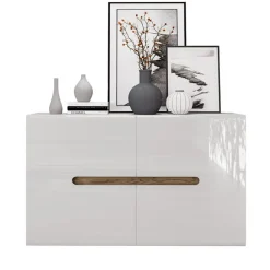 Credenza multiuso 120x78cm 2 ante moderna bianco lucido Biancastagno
