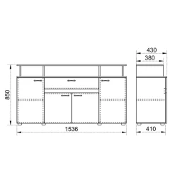 Credenza multiuso 154x85h cm 4 ante cassetto vani a giorno rovere sonoma Pippo