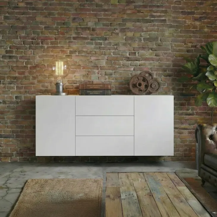 Credenza sospesa 140x63h cm moderna bianca Fusion