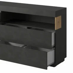 Credenza 169x85h cm 1 anta 3 cassetti antracite rovere Bahama