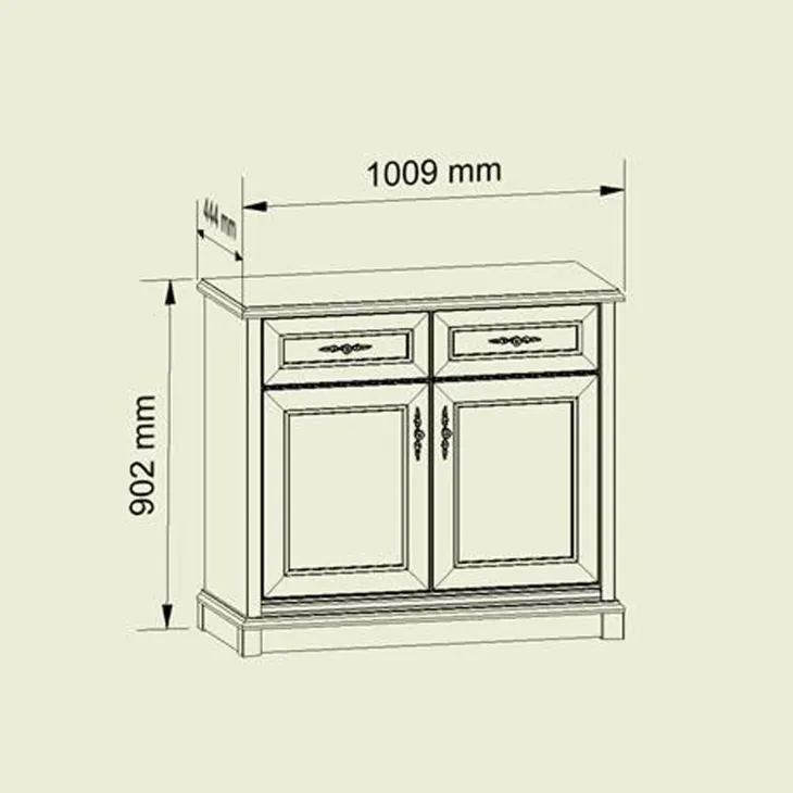 Credenza 101x90h cm 2 ante 2 cassetti arte povera noce Toscana