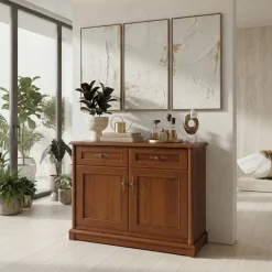 Credenza 101x90h cm 2 ante 2 cassetti arte povera noce Toscana