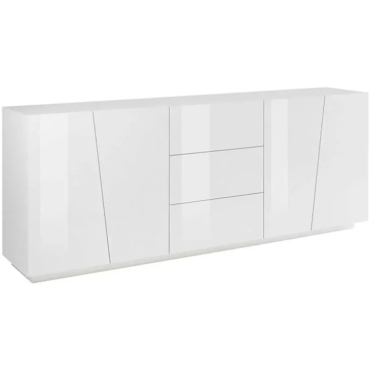 Credenza 220x86h cm 4 ante 3 cassetti bianco lucido Candia Gihome®
